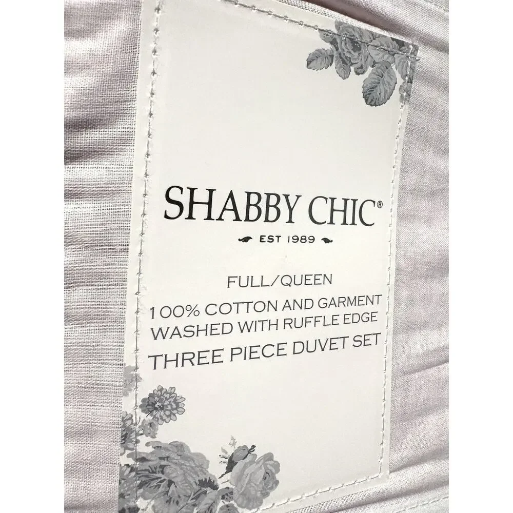 Shabby Chic All Cotton Woven Full Queen Size Duvet Cover Set Pink Garment Wash